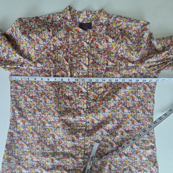 J. Crew Liberty Fabric Ruffle Front Button Up Long Sleeve Shirt Women's Large - Picture 6 of 12